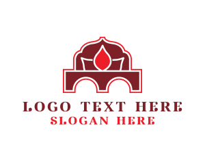 Shrine - Lotus Temple Flower logo design