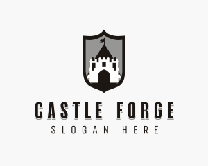 Castle Medieval Shield logo design