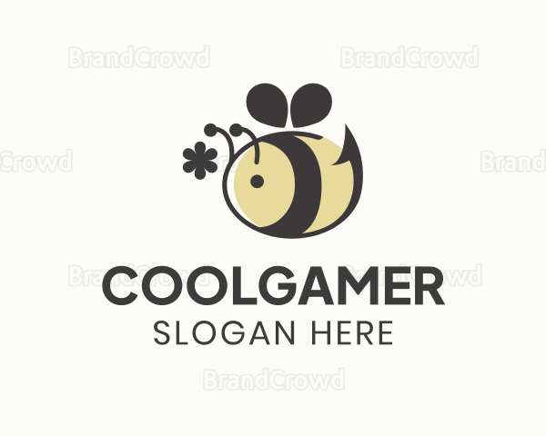 Cute Bee Flower Logo