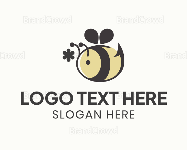 Cute Bee Flower Logo