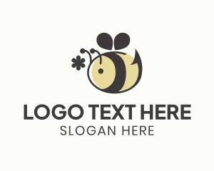 Cute Bee Flower logo design