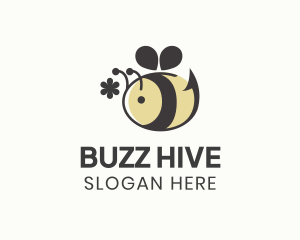 Cute Bee Flower logo design