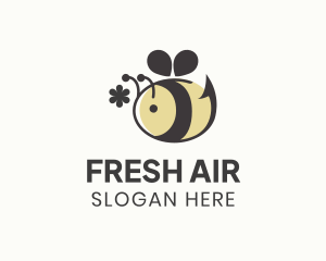 Cute Bee Flower logo design