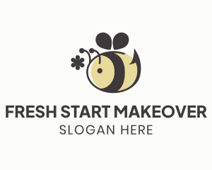 Cute Bee Flower logo design