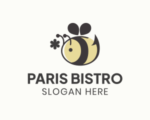 Cute Bee Flower logo design