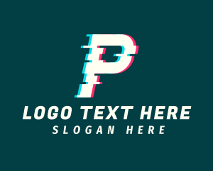 Futuristic - Anaglyph Tech Letter P logo design