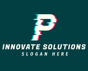 Three-dimensional - Anaglyph Tech Letter P logo design