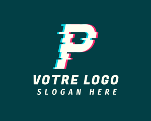 3d - Anaglyph Tech Letter P logo design