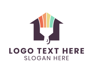 House - Home Paint Brush logo design