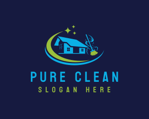 Household Cleaning Broom logo design