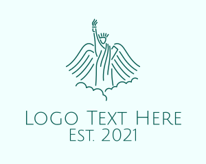 Line Art - Green Liberty Angel logo design