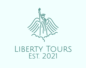 Statue Of Liberty - Green Liberty Angel logo design