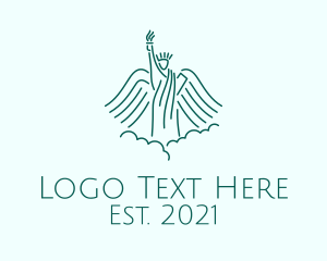 Statue Of Liberty - Green Liberty Angel logo design