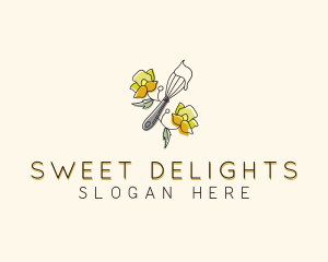 Floral Whisk Baking logo design