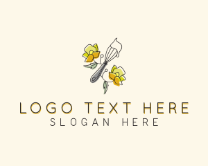 Sweet - Floral Whisk Baking logo design