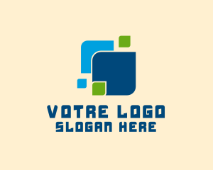 Digital Networking Squares logo design