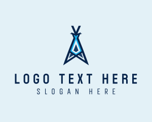 Tribal - Blue Tent Letter A logo design