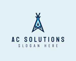 Blue Tent Letter A logo design