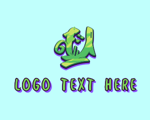 Art - Green Graffiti Art Letter U logo design