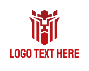 Red Crown - Lion Gaming Shield logo design