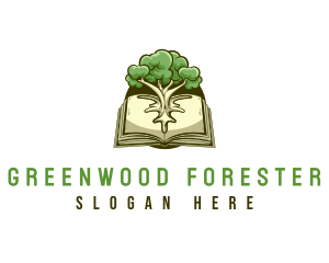 Book Tree Wisdom Library logo design