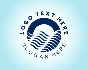 Negative Space - Navy Ocean Wave logo design