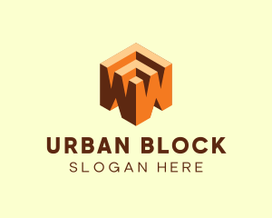 Block - 3D Cube Hexagon Letter W logo design