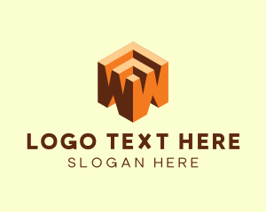 General - 3D Cube Hexagon Letter W logo design