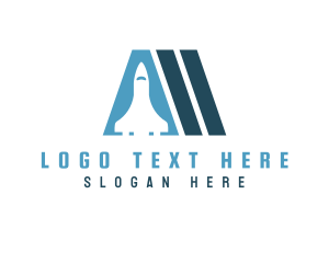 Plane - Rocket Spaceship Letter A logo design