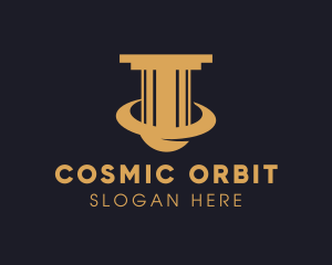 Greek Pillar Planet Orbit logo design