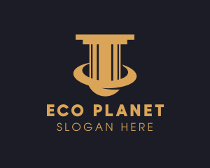 Greek Pillar Planet Orbit logo design