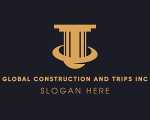 Architectural - Greek Pillar Planet Orbit logo design