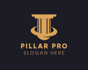 Greek Pillar Planet Orbit logo design