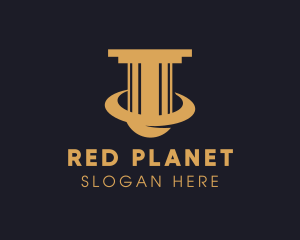 Greek Pillar Planet Orbit logo design