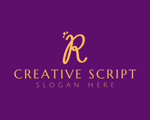 Lettering - Gold Sparkle Letter R logo design