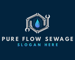 Sewage - Pipe Wrench Plumbing logo design