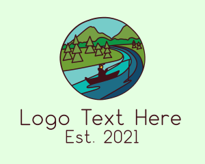 Mountain - Outdoor River Campsite logo design