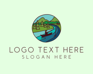 Mountain - Outdoor River Campsite logo design