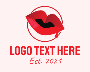 Beauty Salon - Red Drip Lips logo design