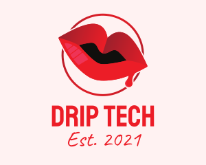 Red Drip Lips logo design