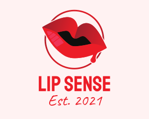 Red Drip Lips logo design