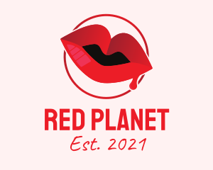 Red Drip Lips logo design