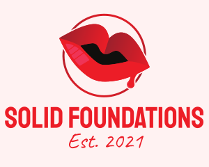 Beauty Shop - Red Drip Lips logo design
