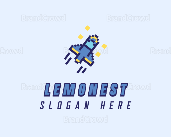 Pixel Spaceship Rocket Logo