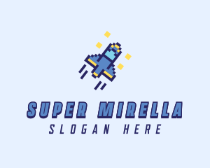 Pixel Spaceship Rocket Logo