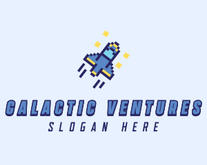 Spaceship - Pixel Spaceship Rocket logo design