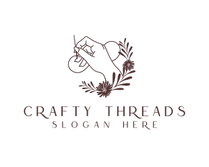 Hand Needle Thread Sewing logo design