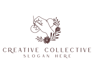 Hand Needle Thread Sewing logo design