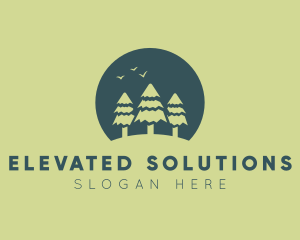 Pine Tree Sunset  logo design