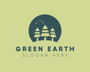 Ecology - Pine Tree Sunset logo design